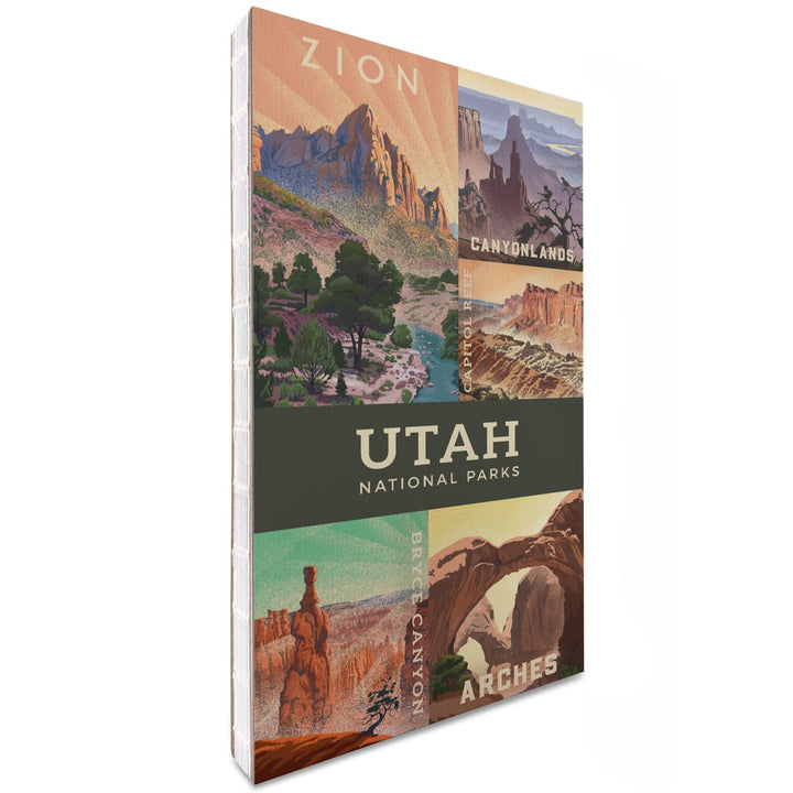 Lined 6x9 Journal, Utah's National Parks Collage, Lithograph National Park Series, Lay Flat, 193 Pages, FSC paper Home Lantern Press 