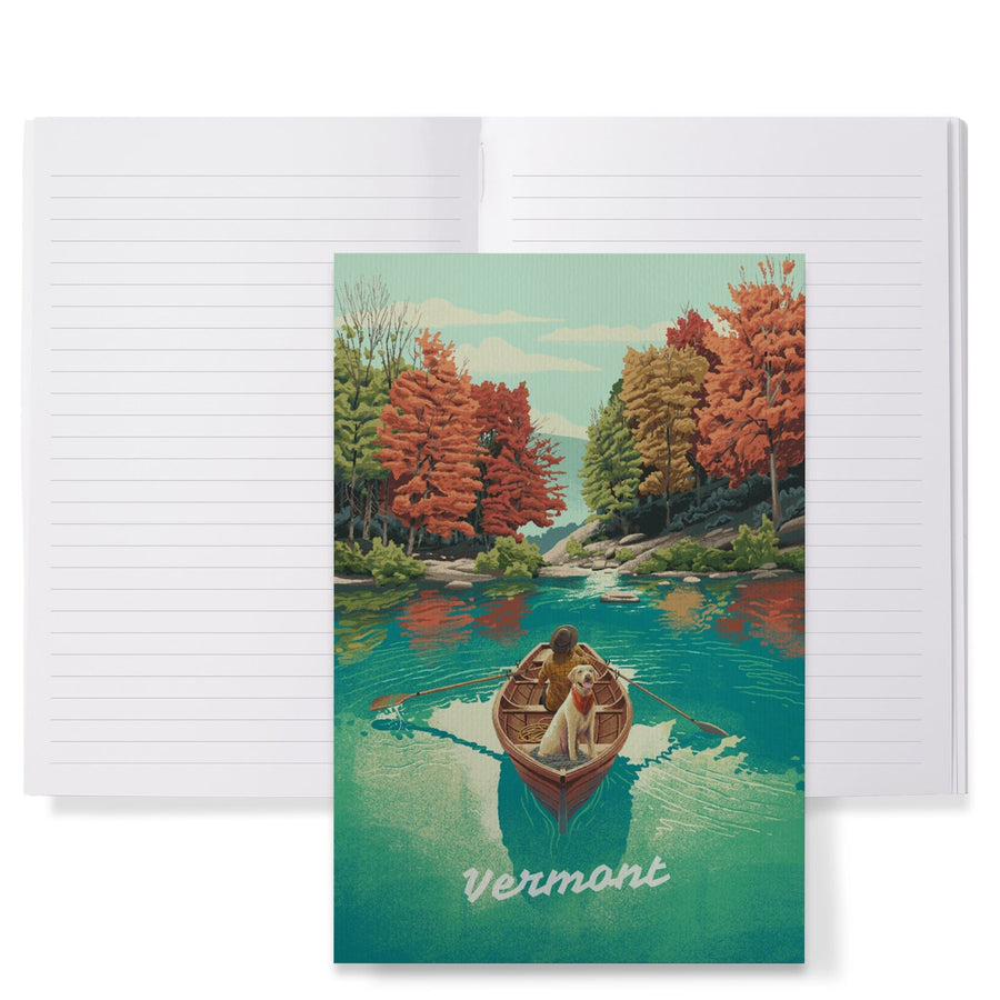 Lined 6x9 Journal, Vermont, Quiet Explorer, Boating, Fall Colors, Lay Flat, 193 Pages, FSC paper Home Lantern Press 