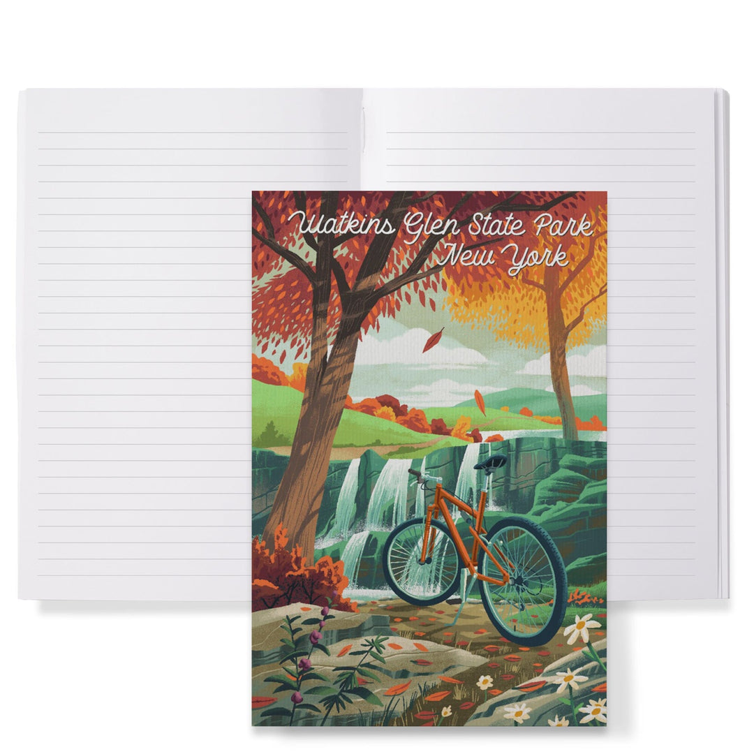 Lined 6x9 Journal, Watkins Glen State Park, New York, Off to Wonder, Cycling with Hills, Lay Flat, 193 Pages, FSC paper Home Lantern Press 