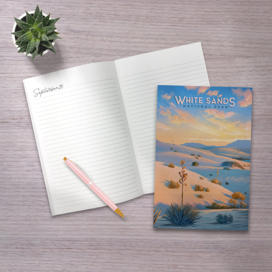 Lined 6x9 Journal, White Sands National Park, New Mexico, Oil Painting, Lay Flat, 193 Pages, FSC paper Home Lantern Press 