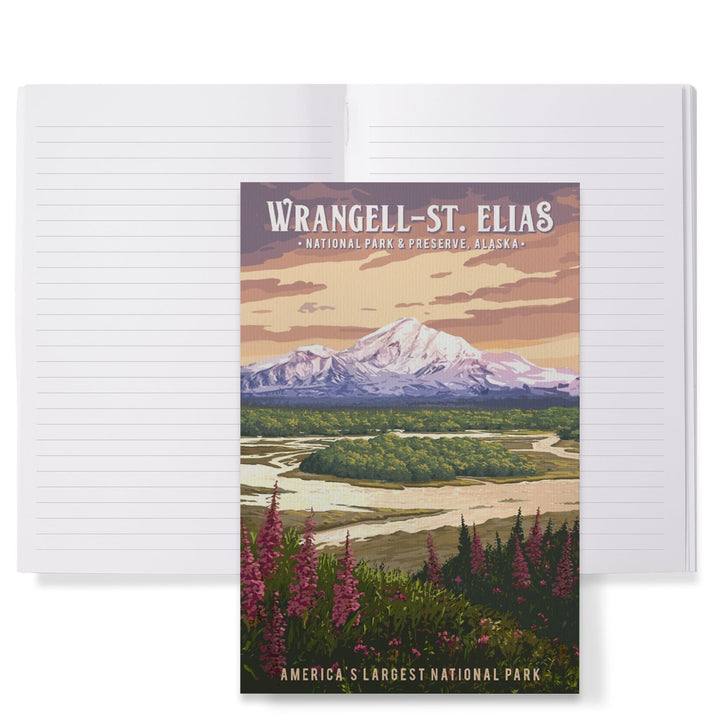 Lined 6x9 Journal, Wrangell-St Elias National Park and Preserve, Alaska, Mount Drum, Painterly, Lay Flat, 193 Pages, FSC paper Home Lantern Press 