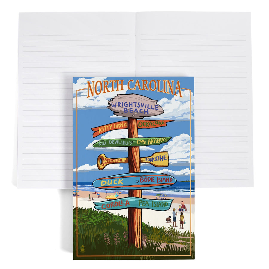 Lined 6x9 Journal, Wrightsville Beach, North Carolina, Destinations Sign, Lay Flat, 193 Pages, FSC paper Home Lantern Press 