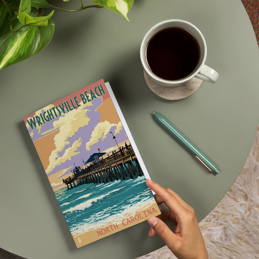 Lined 6x9 Journal, Wrightsville Beach, North Carolina, Pier and Sunset, Lay Flat, 193 Pages, FSC paper Home Lantern Press 