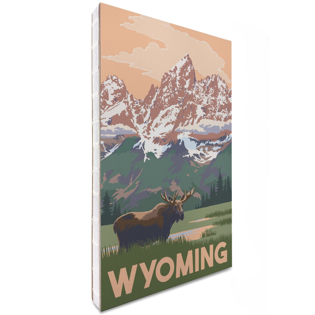 Lined 6x9 Journal, Wyoming, Moose and Mountains, Lay Flat, 193 Pages, FSC paper Home Lantern Press 