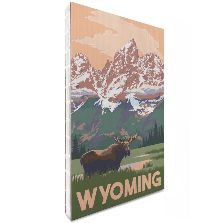 Lined 6x9 Journal, Wyoming, Moose and Mountains, Lay Flat, 193 Pages, FSC paper Home Lantern Press 