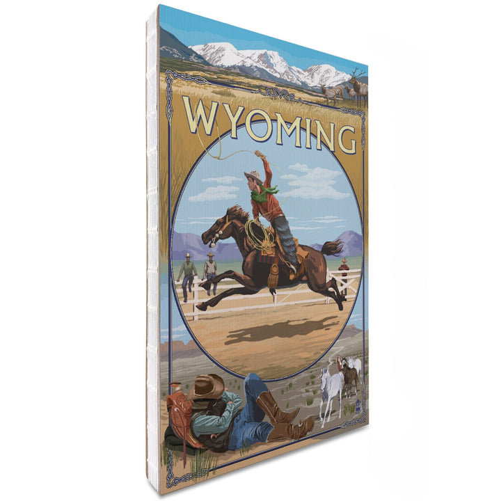 Lined 6x9 Journal, Wyoming, Rodeo Cowboy Montage, Lay Flat, 193 Pages, FSC paper Home Lantern Press 