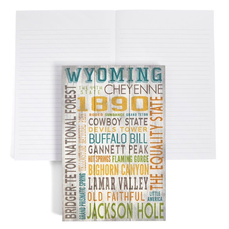 Lined 6x9 Journal, Wyoming, Typography, Lay Flat, 193 Pages, FSC paper Home Lantern Press 