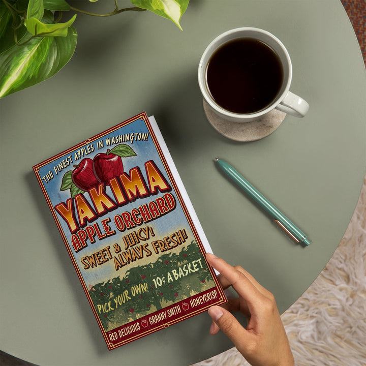 Lined 6x9 Journal, Yakima, Washington, Apple Orchard Vintage Sign, Lay Flat, 193 Pages, FSC paper Home Lantern Press 