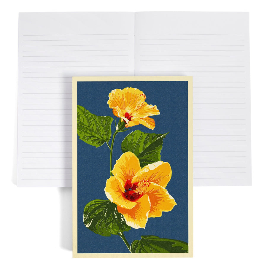 Lined 6x9 Journal, Yellow Hibiscus, Letterpress, Lay Flat, 193 Pages, FSC paper Home Lantern Press 