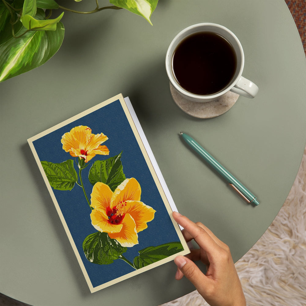 Lined 6x9 Journal, Yellow Hibiscus, Letterpress, Lay Flat, 193 Pages, FSC paper Home Lantern Press 