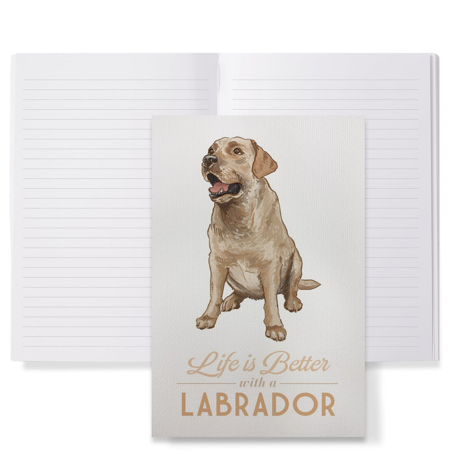 Lined 6x9 Journal, Yellow Labrador Retriever, Life is Better, Lay Flat, 193 Pages, FSC paper Home Lantern Press 