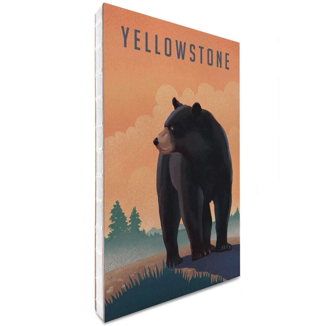 Lined 6x9 Journal, Yellowstone, Montana, Black Bear, Litho, Lay Flat, 193 Pages, FSC paper Home Lantern Press 