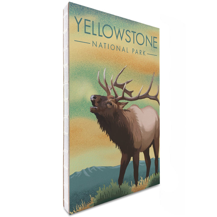 Lined 6x9 Journal, Yellowstone National Park, Elk, Lithograph, Lay Flat, 193 Pages, FSC paper Home Lantern Press 