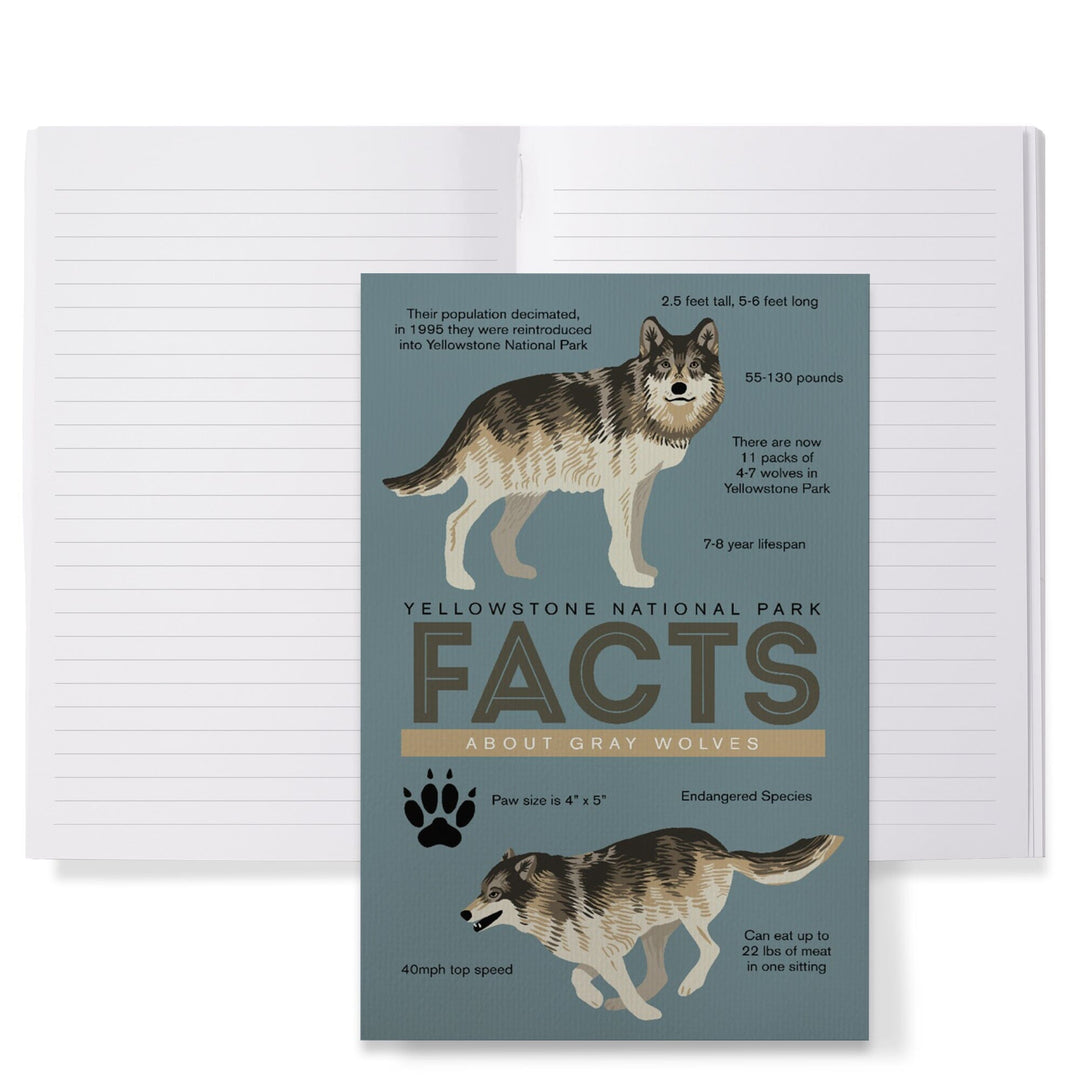 Lined 6x9 Journal, Yellowstone National Park, Facts About Gray Wolves, Lay Flat, 193 Pages, FSC paper Home Lantern Press 