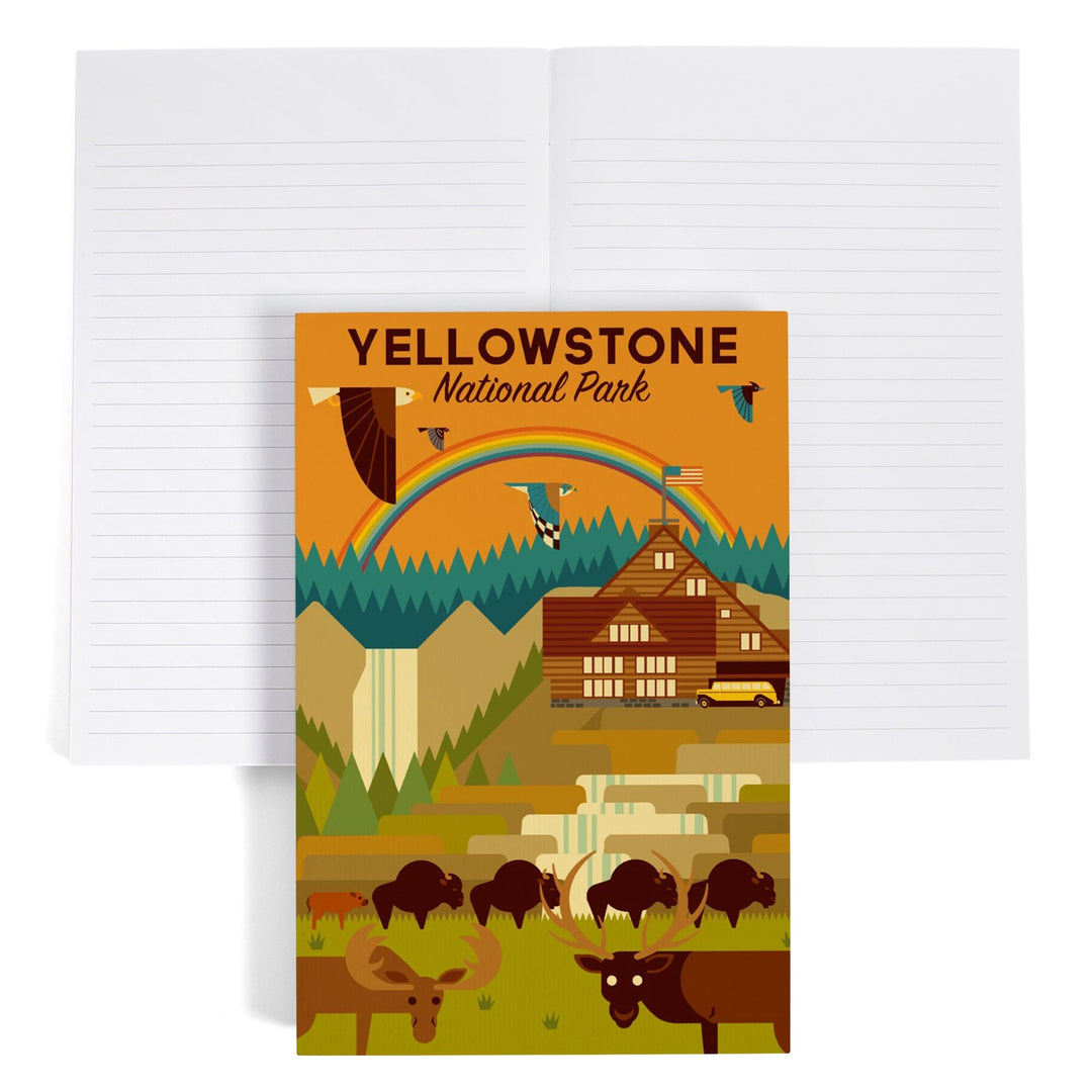 Lined 6x9 Journal, Yellowstone National Park, Geometric Experience Collection, Lodge, Lay Flat, 193 Pages, FSC paper Home Lantern Press 