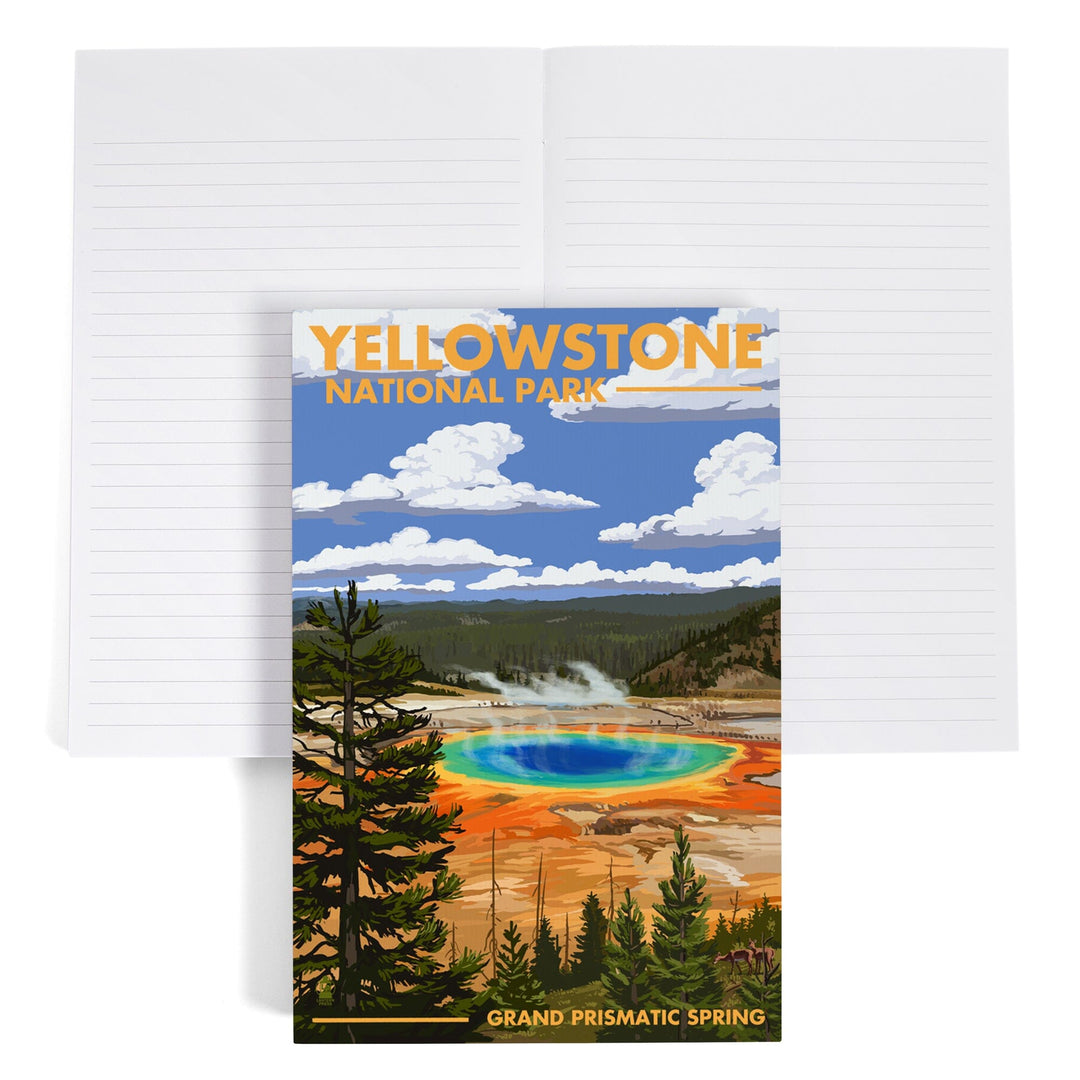 Lined 6x9 Journal, Yellowstone National Park, Grand Prismatic Spring, Lay Flat, 193 Pages, FSC paper Home Lantern Press 