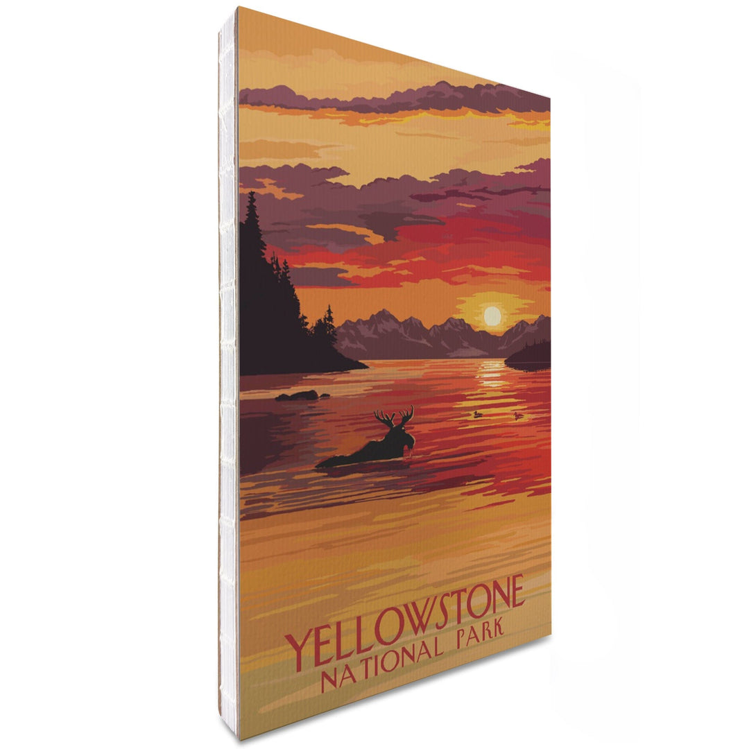 Lined 6x9 Journal, Yellowstone National Park, Montana, Painterly, Moose at Sunset, Lay Flat, 193 Pages, FSC paper Home Lantern Press 