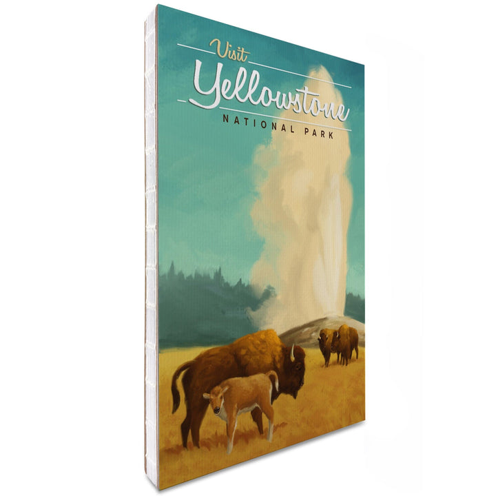 Lined 6x9 Journal, Yellowstone National Park, Oil Painting, Old Faithful and Bison, Lay Flat, 193 Pages, FSC paper Home Lantern Press 