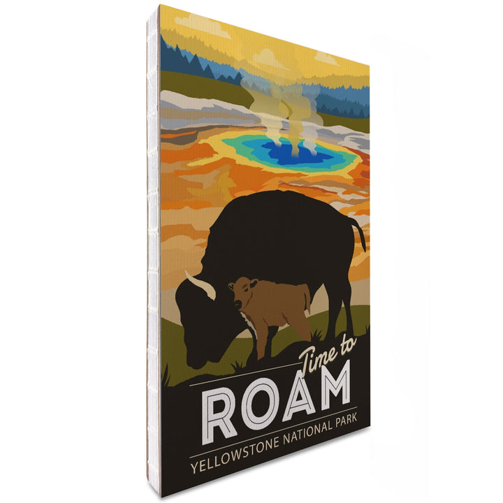 Lined 6x9 Journal, Yellowstone National Park, Time to Roam, Grand Prismatic, Bison and Calf, Lay Flat, 193 Pages, FSC paper Home Lantern Press 