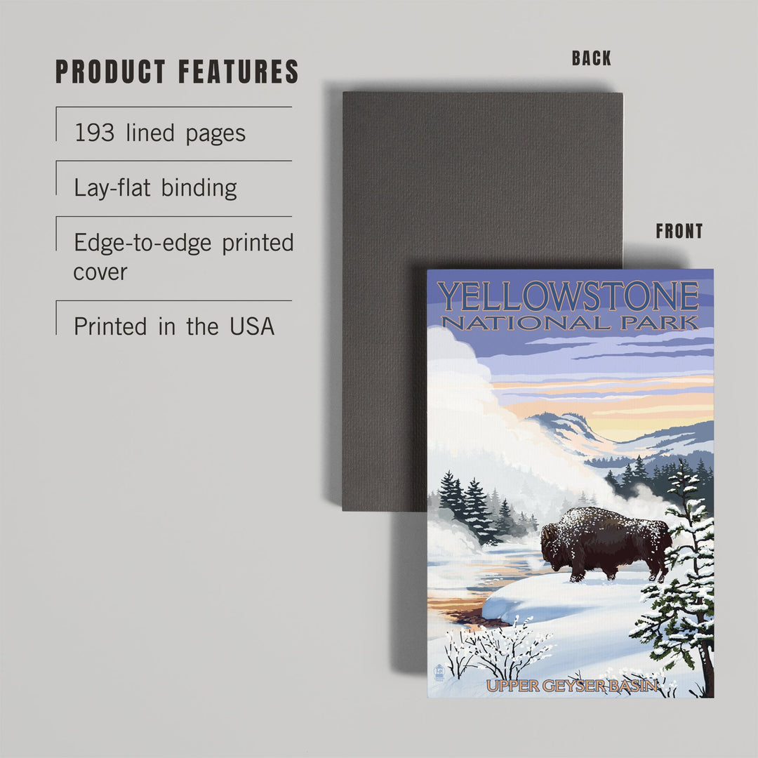 Lined 6x9 Journal, Yellowstone National Park, Wyoming, Bison Snow Scene, Lay Flat, 193 Pages, FSC paper Home Lantern Press 