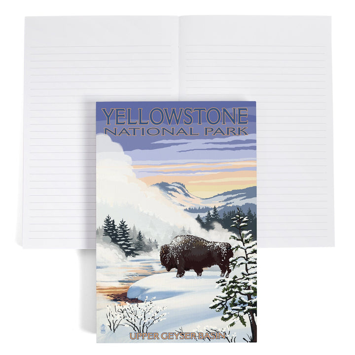 Lined 6x9 Journal, Yellowstone National Park, Wyoming, Bison Snow Scene, Lay Flat, 193 Pages, FSC paper Home Lantern Press 