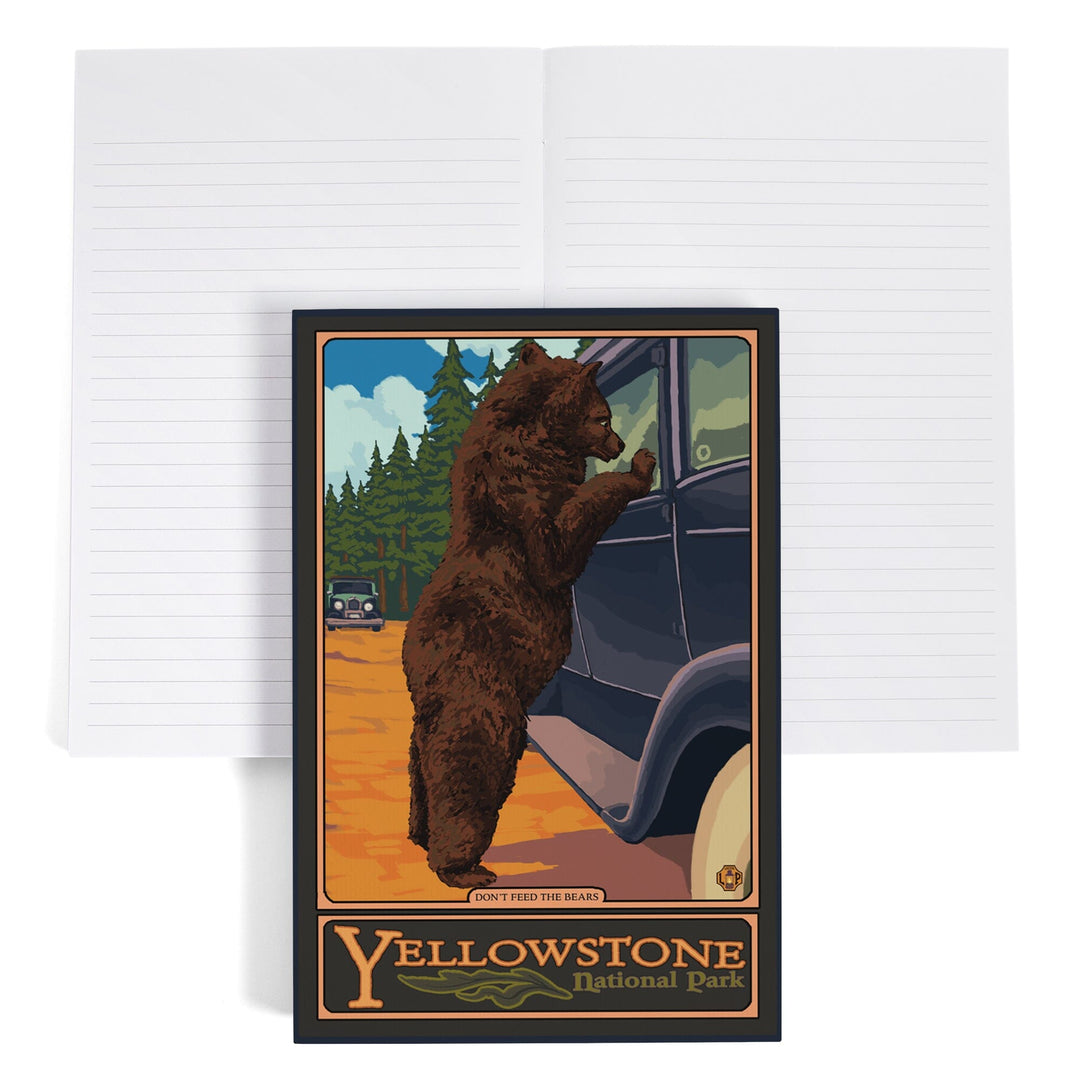 Lined 6x9 Journal, Yellowstone National Park, Wyoming, Don't Feed The Bears, Lay Flat, 193 Pages, FSC paper Home Lantern Press 