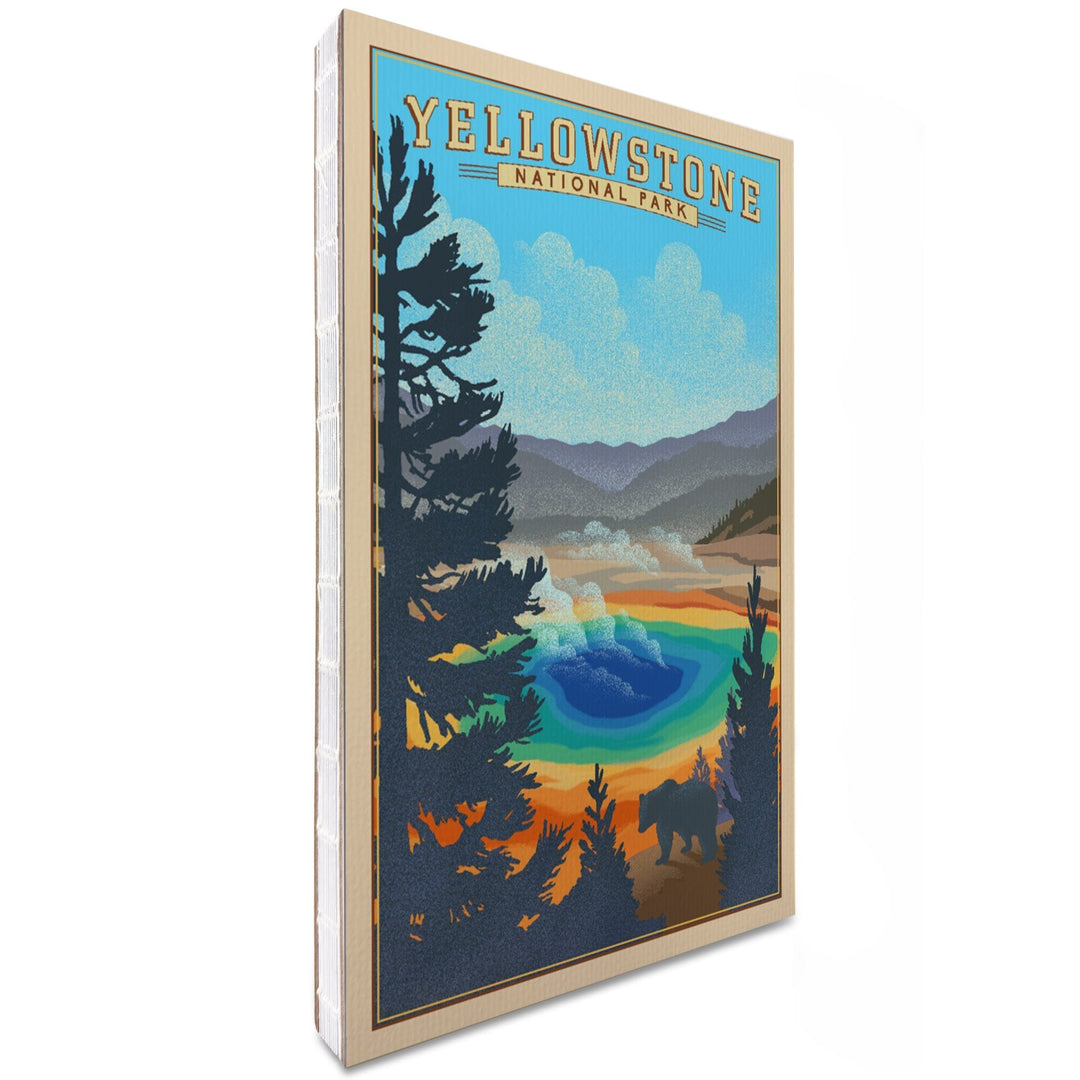 Lined 6x9 Journal, Yellowstone National Park, Wyoming, Grand Prismatic Spring, Lithograph, Lay Flat, 193 Pages, FSC paper Home Lantern Press 