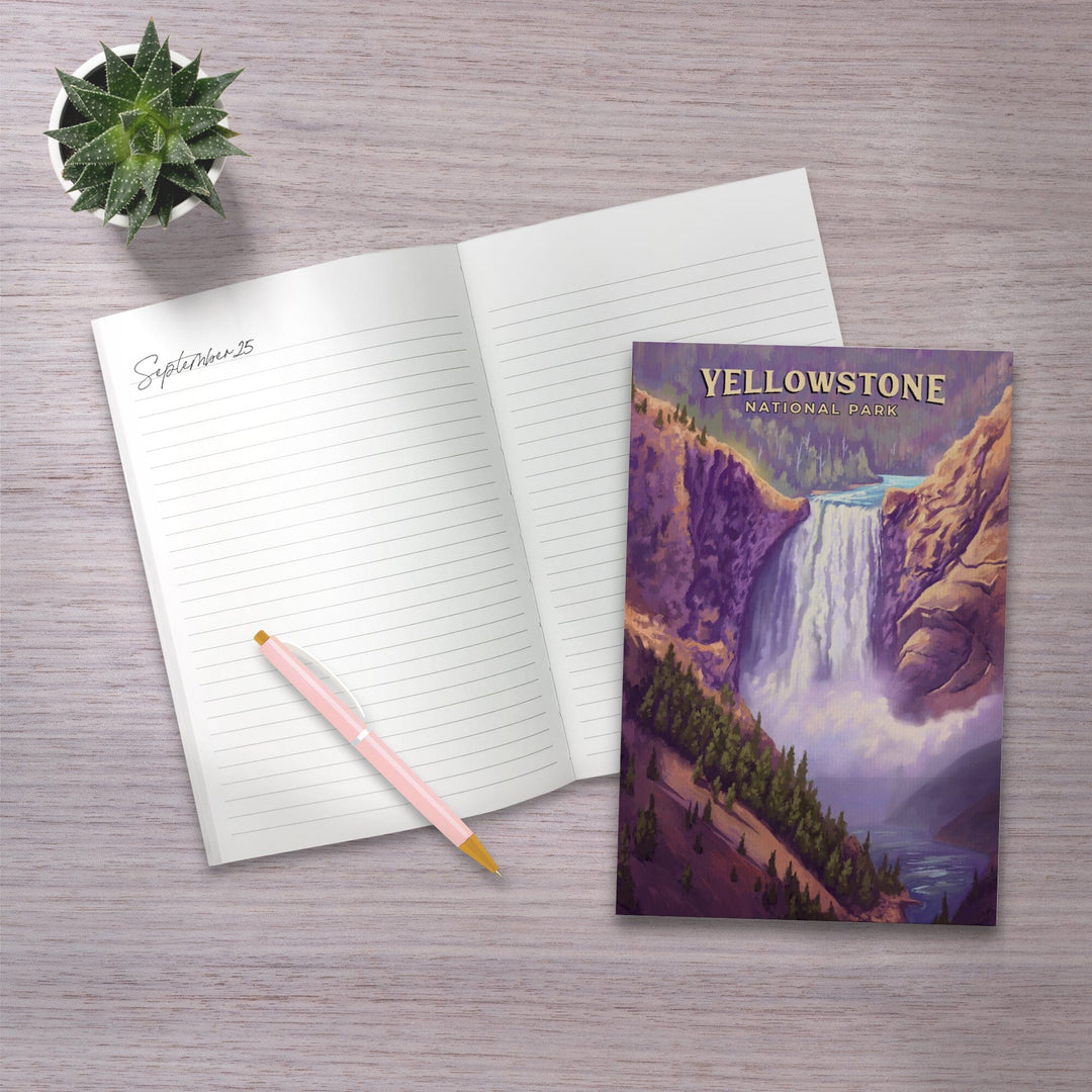 Lined 6x9 Journal, Yellowstone National Park, Wyoming, Oil Painting, Yellowstone Falls, Lay Flat, 193 Pages, FSC paper Home Lantern Press 