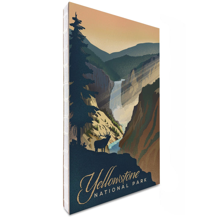 Lined 6x9 Journal, Yellowstone National Park, Yellowstone Falls, Lithograph, Lay Flat, 193 Pages, FSC paper Home Lantern Press 