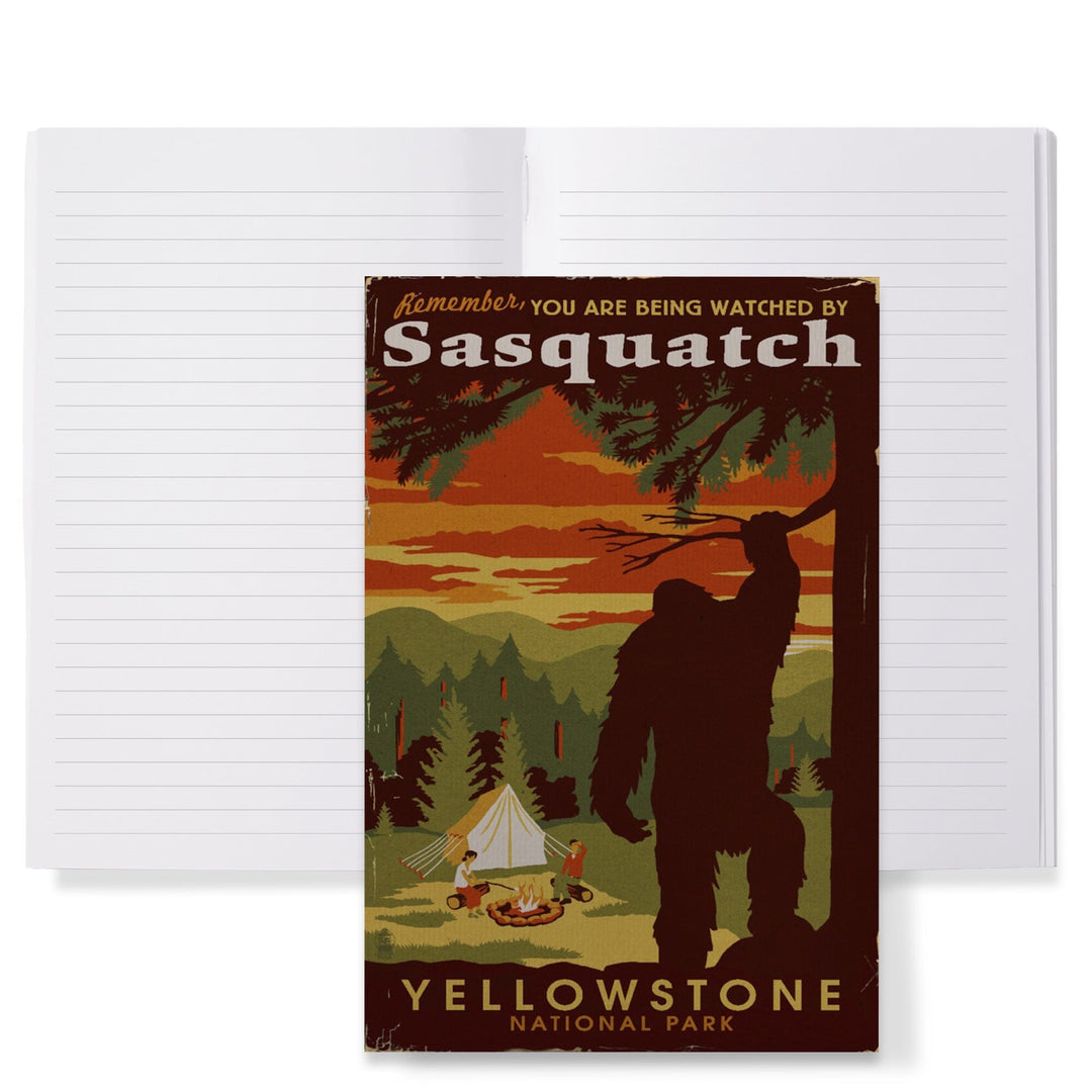 Lined 6x9 Journal, Yellowstone National Park, You Are Being Watched By Sasquatch, Lay Flat, 193 Pages, FSC paper Home Lantern Press 