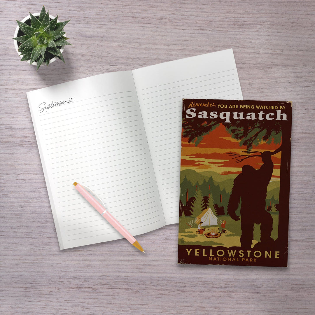 Lined 6x9 Journal, Yellowstone National Park, You Are Being Watched By Sasquatch, Lay Flat, 193 Pages, FSC paper Home Lantern Press 