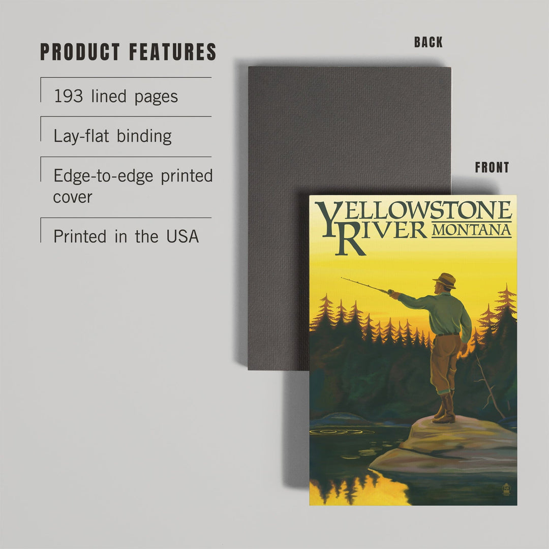 Lined 6x9 Journal, Yellowstone River, Montana, Fly Fishing Scene, Lay Flat, 193 Pages, FSC paper Home Lantern Press 