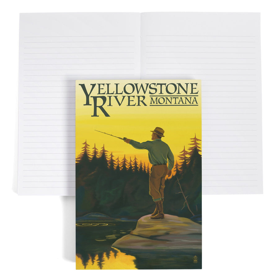 Lined 6x9 Journal, Yellowstone River, Montana, Fly Fishing Scene, Lay Flat, 193 Pages, FSC paper Home Lantern Press 