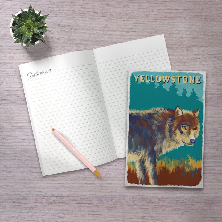 Lined 6x9 Journal, Yellowstone, Wolf, Vivid, Lay Flat, 193 Pages, FSC paper Home Lantern Press 