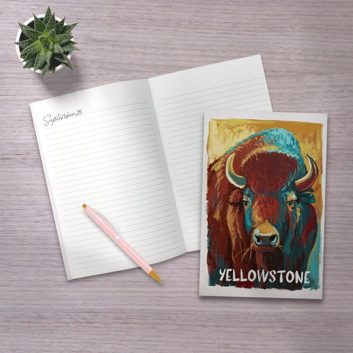 Lined 6x9 Journal, Yellowstone, Wyoming, Bison, Vivid, Lay Flat, 193 Pages, FSC paper Home Lantern Press 