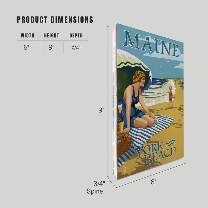 Lined 6x9 Journal, York Beach, Maine, Beach Scene, Lay Flat, 193 Pages, FSC paper Home Lantern Press 