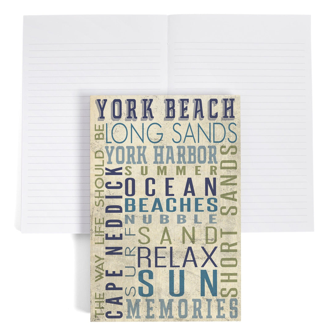 Lined 6x9 Journal, York Beach, Maine, Typography, Lay Flat, 193 Pages, FSC paper Home Lantern Press 