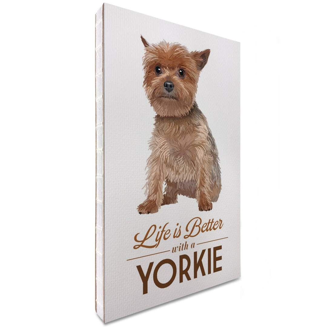 Lined 6x9 Journal, Yorkie, Life is Better, White Background, Lay Flat, 193 Pages, FSC paper Home Lantern Press 