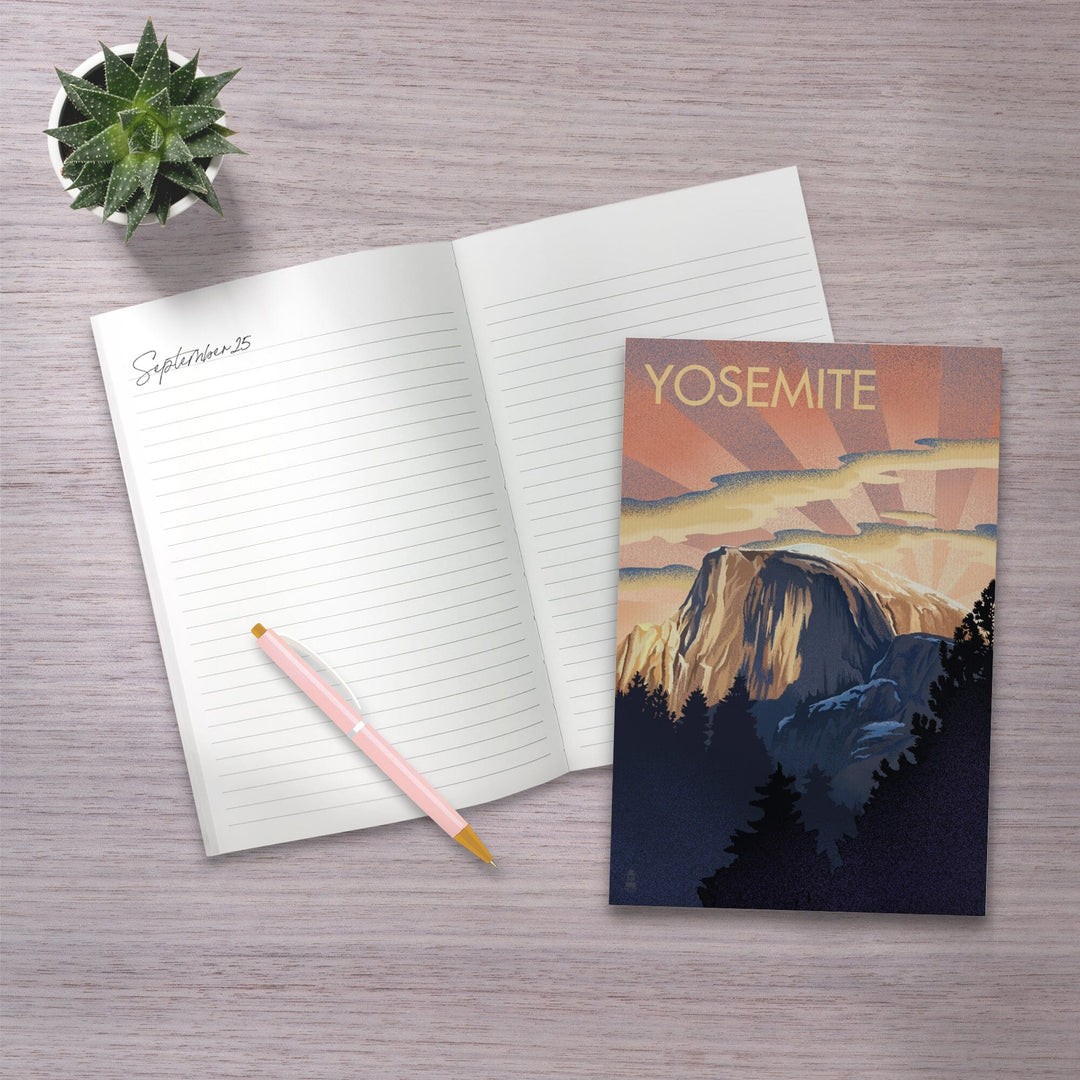 Lined 6x9 Journal, Yosemite, California, Half Dome, Lithograph, Lay Flat, 193 Pages, FSC paper Home Lantern Press 