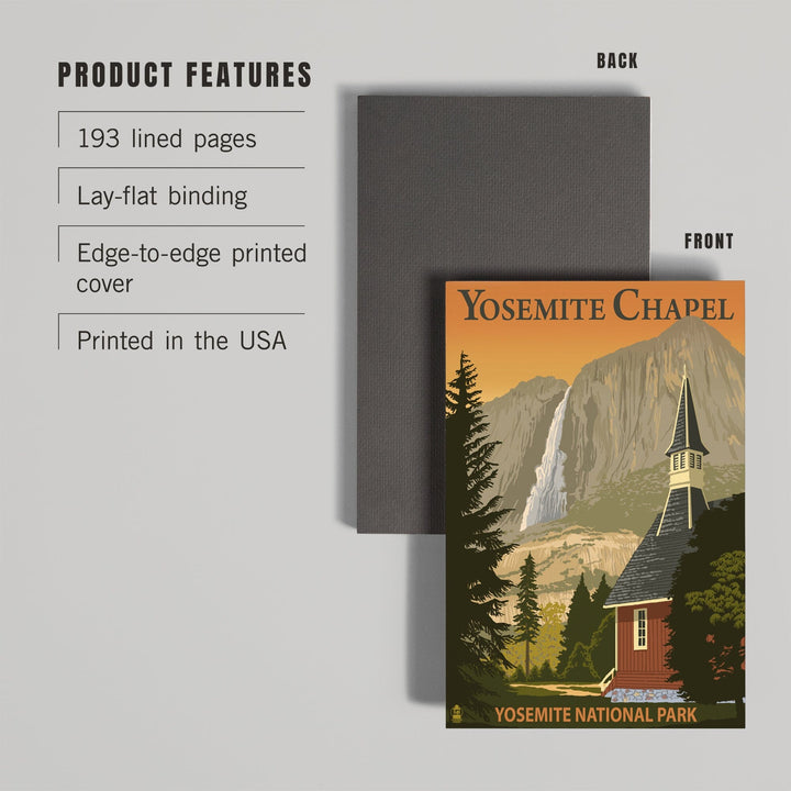 Lined 6x9 Journal, Yosemite Chapel and Yosemite Falls, California, Lay Flat, 193 Pages, FSC paper Home Lantern Press 