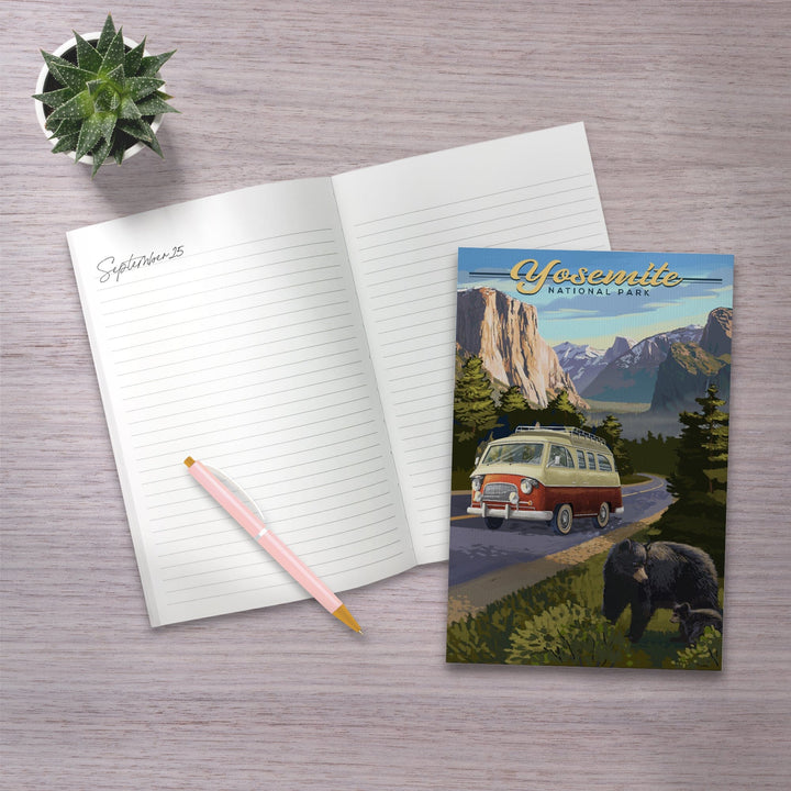 Lined 6x9 Journal, Yosemite National Park, California, Camper Van and Wildlife, Lay Flat, 193 Pages, FSC paper Home Lantern Press 