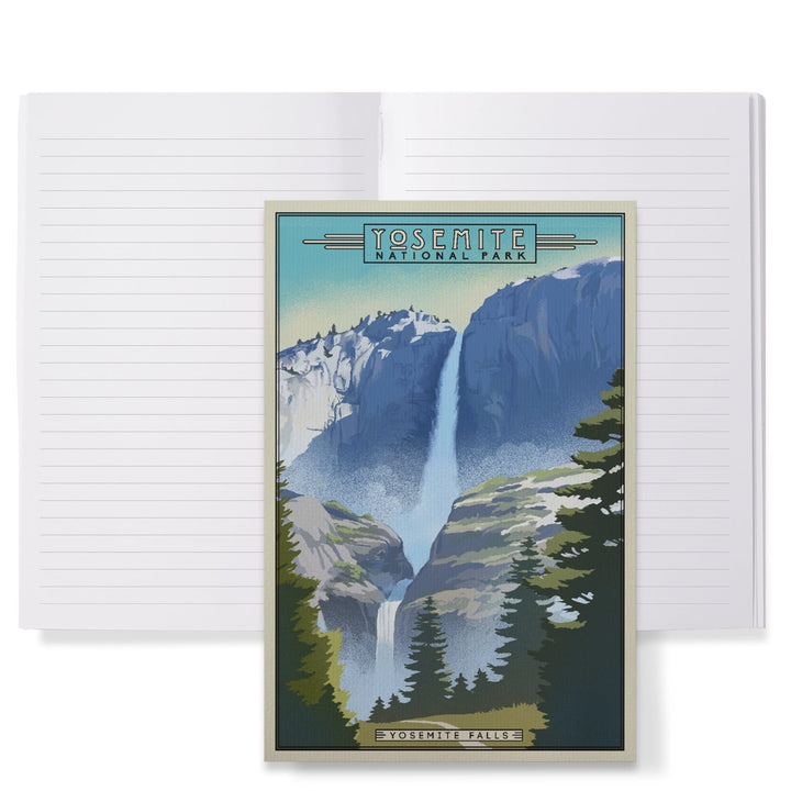 Lined 6x9 Journal, Yosemite National Park, California, Falls, Lithograph National Park Series, Lay Flat, 193 Pages, FSC paper Home Lantern Press 