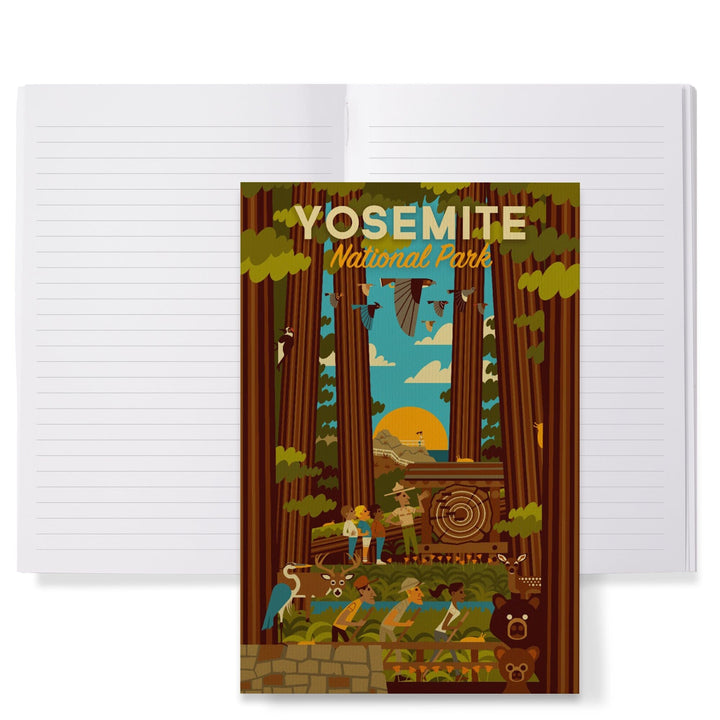 Lined 6x9 Journal, Yosemite National Park, California, Forest, Geometric, Lay Flat, 193 Pages, FSC paper Home Lantern Press 