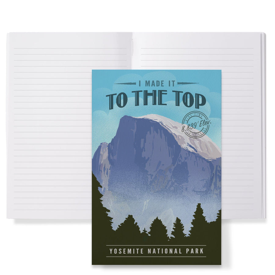 Lined 6x9 Journal, Yosemite National Park, California, I Made it to the Top, Half Dome, Lithograph, Lay Flat, 193 Pages, FSC paper Home Lantern Press 