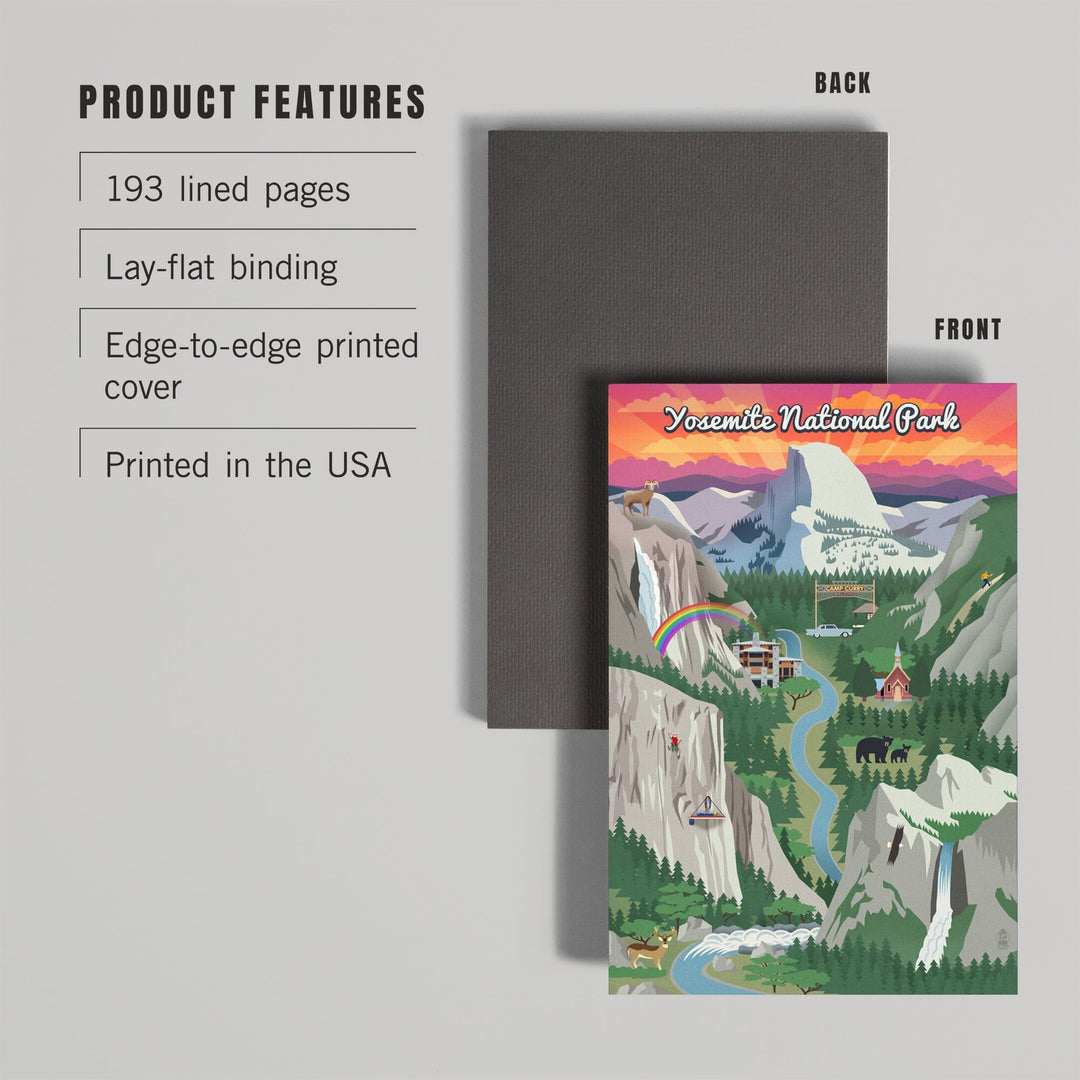 Lined 6x9 Journal, Yosemite National Park, California, Retro Views, Lay Flat, 193 Pages, FSC paper Home Lantern Press 