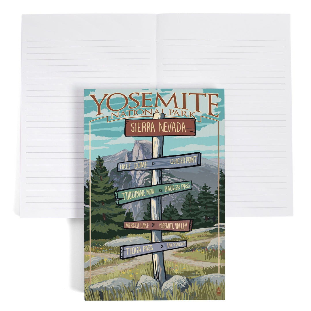 Lined 6x9 Journal, Yosemite National Park, California, Signpost, Lay Flat, 193 Pages, FSC paper Home Lantern Press 