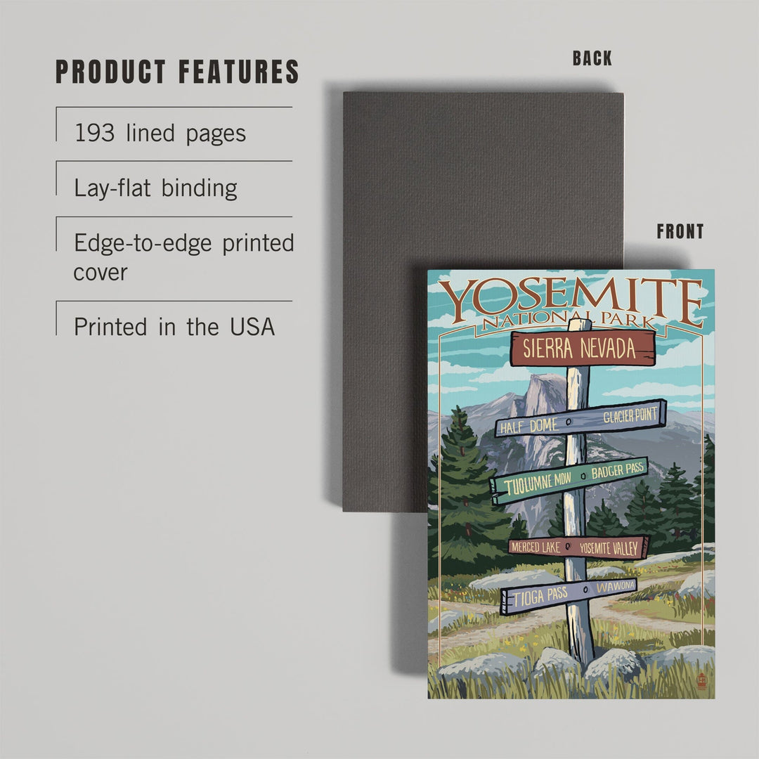 Lined 6x9 Journal, Yosemite National Park, California, Signpost, Lay Flat, 193 Pages, FSC paper Home Lantern Press 