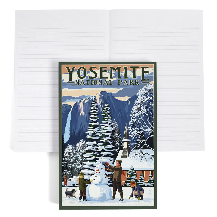 Lined 6x9 Journal, Yosemite National Park, California, Yosemite Chapel and Snowman, Lay Flat, 193 Pages, FSC paper Home Lantern Press 