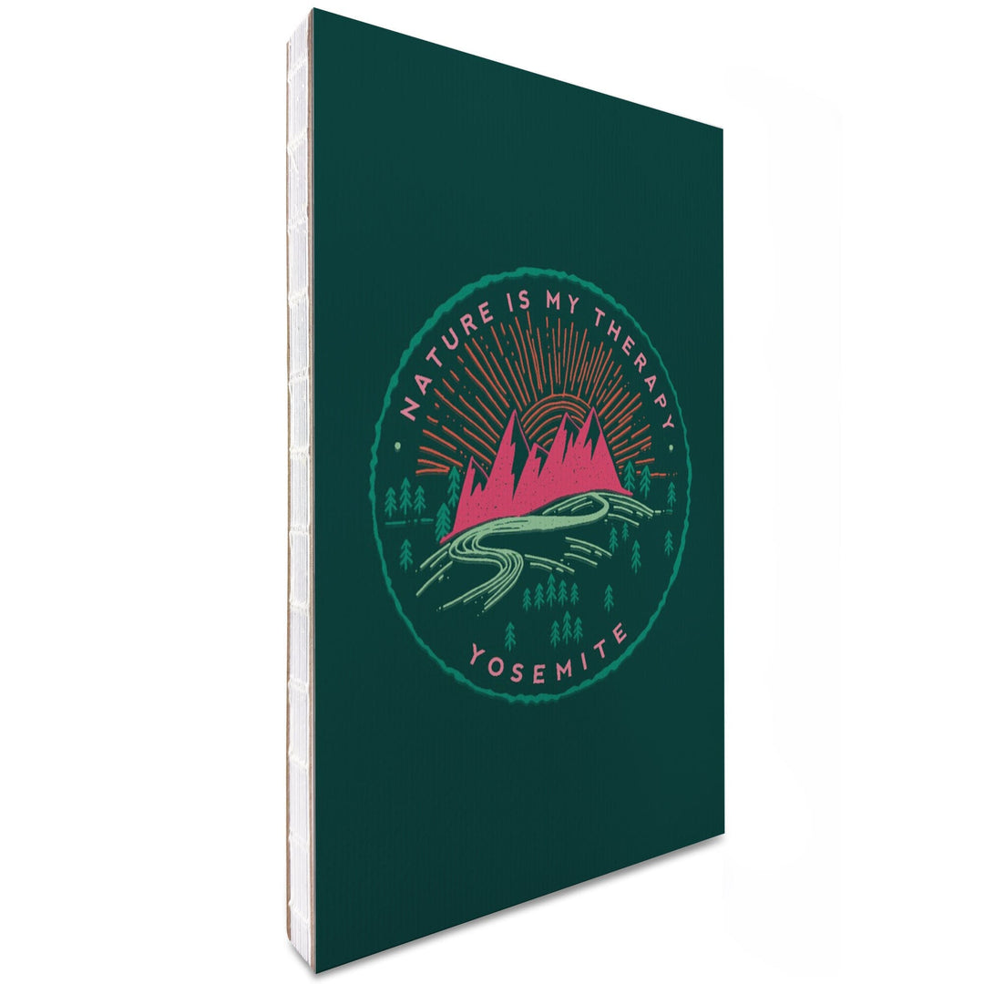 Lined 6x9 Journal, Yosemite, Nature Is My Therapy, Green and Pink on Green, Lay Flat, 193 Pages, FSC paper Home Lantern Press 