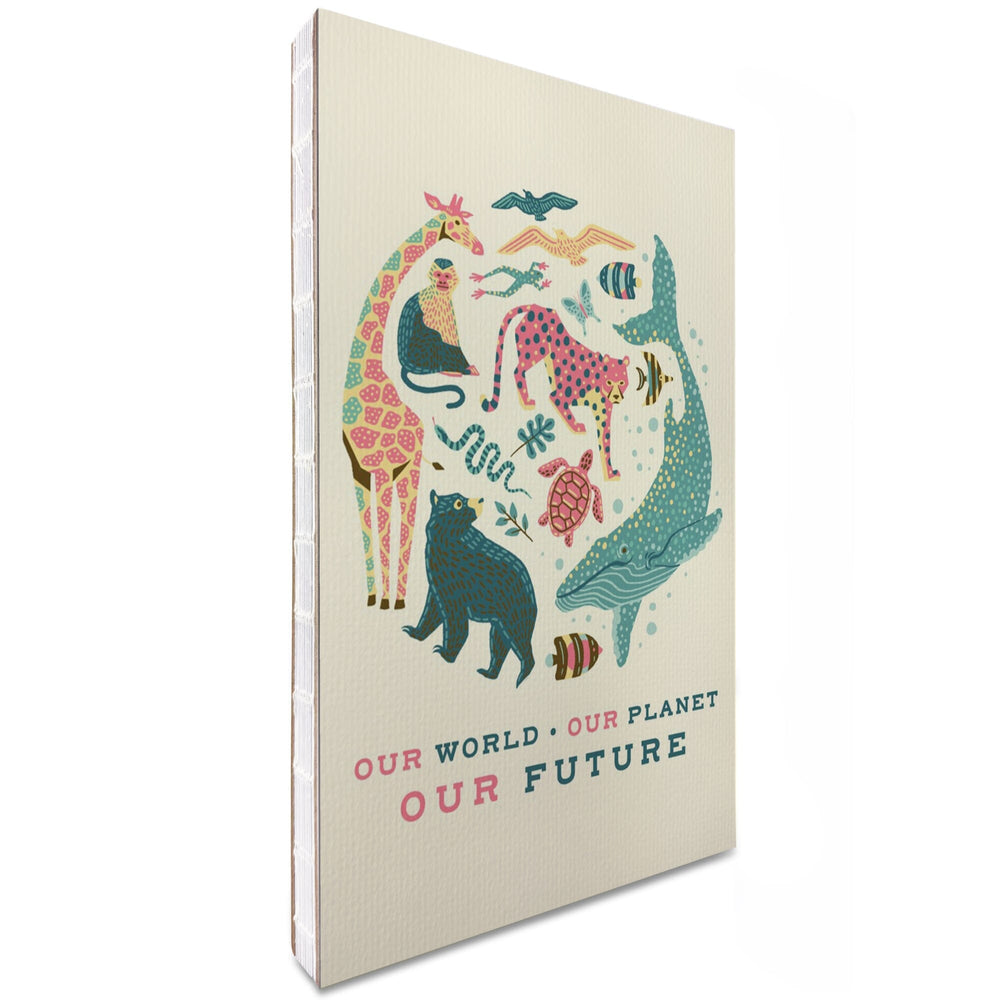 Lined 6x9 Journal, Young Conservationist Collection, Animal Montage, Our World, Our Future, Our Planet, Lay Flat, 193 Pages, FSC paper Home Lantern Press 